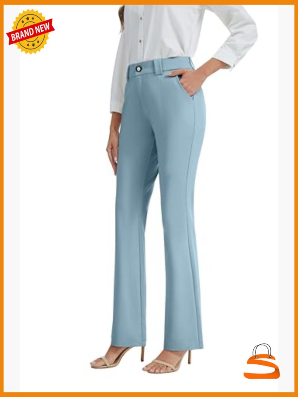 Stretchy Bootcut Dress Pants with Pockets for Women Office Casual - Picture 4 of 6